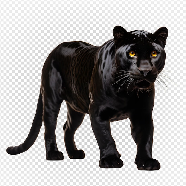 PSD black panther isolated on transparent background the big black cat glared png generative ai