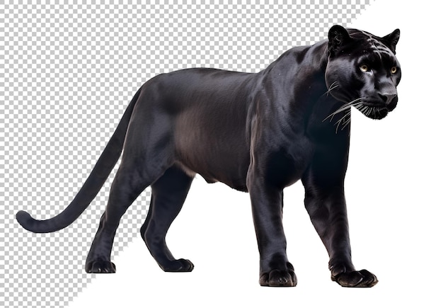 Black panther side view on isolated background