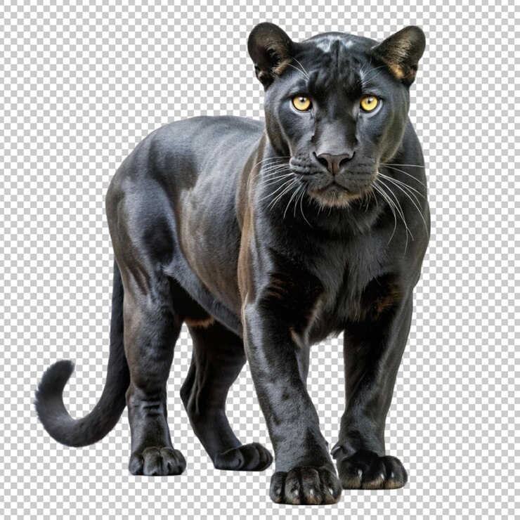PSD black panther standing side full view