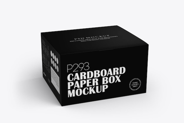 PSD mockup di black paper box studio mezz'immagine laterale