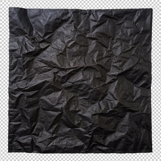 PSD black paper craft crumped on transparent background