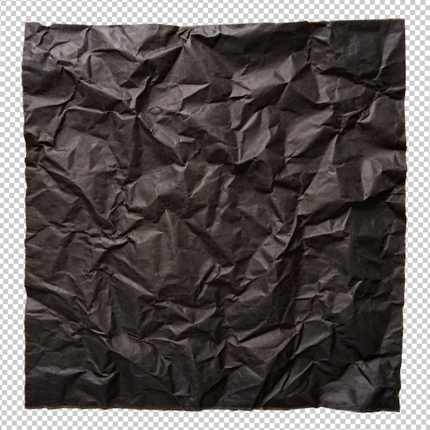 PSD black paper craft crumped on transparent background