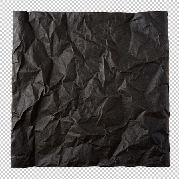 PSD black paper craft crumped on transparent background