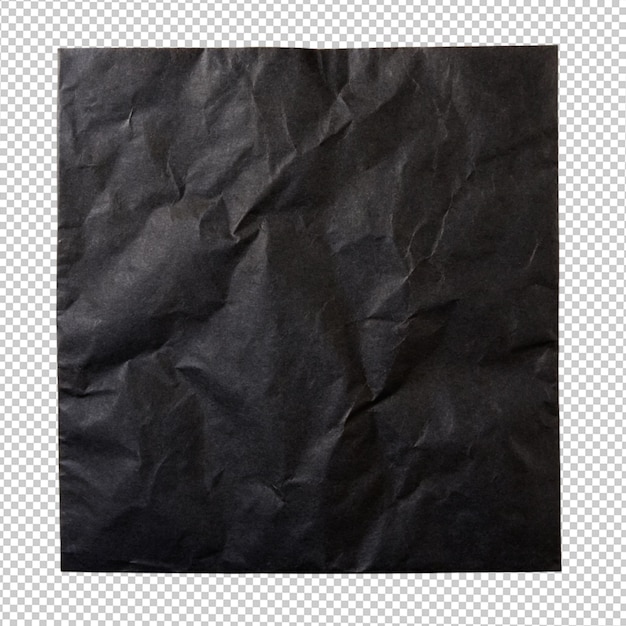 PSD black paper craft crumped on transparent background