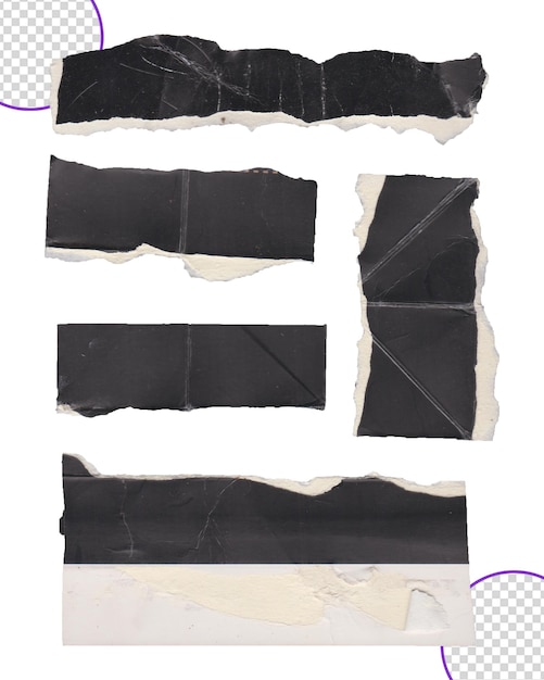 黒い紙は透明な背景に別々の手作り作品です