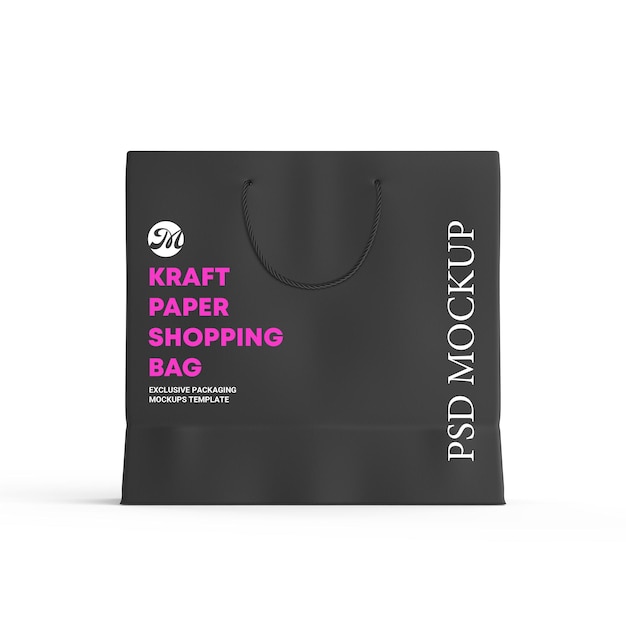Black paper shopping bag branding mockup
