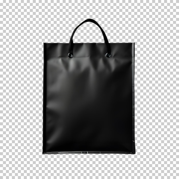 PSD 透明な背景に隔離された黒い紙のショッピングバッグ