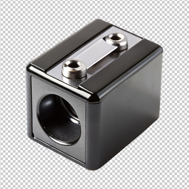 PSD black pencil sharpener on transparent background