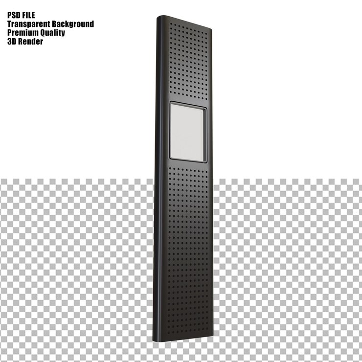 PSD black perforated pole 3d render with transparent background