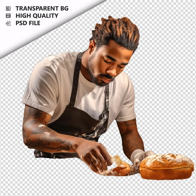 PSD black person baking ultra realistic style white backgroun