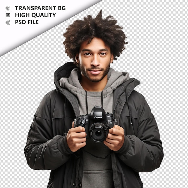 Black person exploring ultra realistic style white backgr