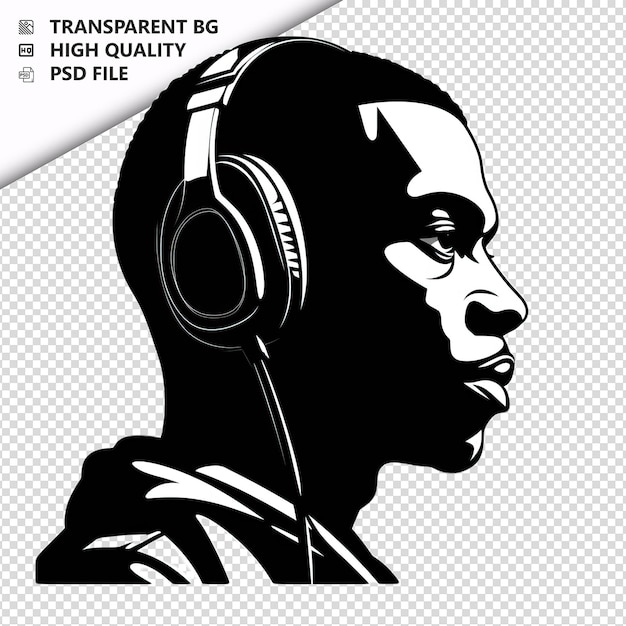 PSD black person listening flat icon style white background i