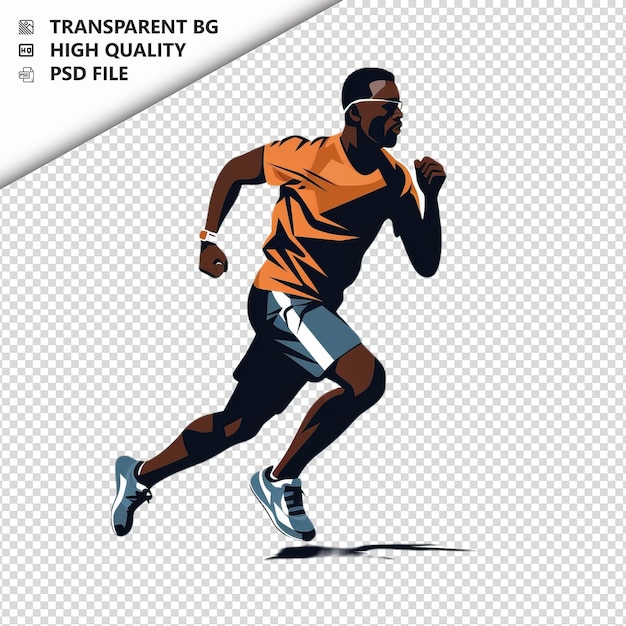 PSD black person running flat icon style white background iso