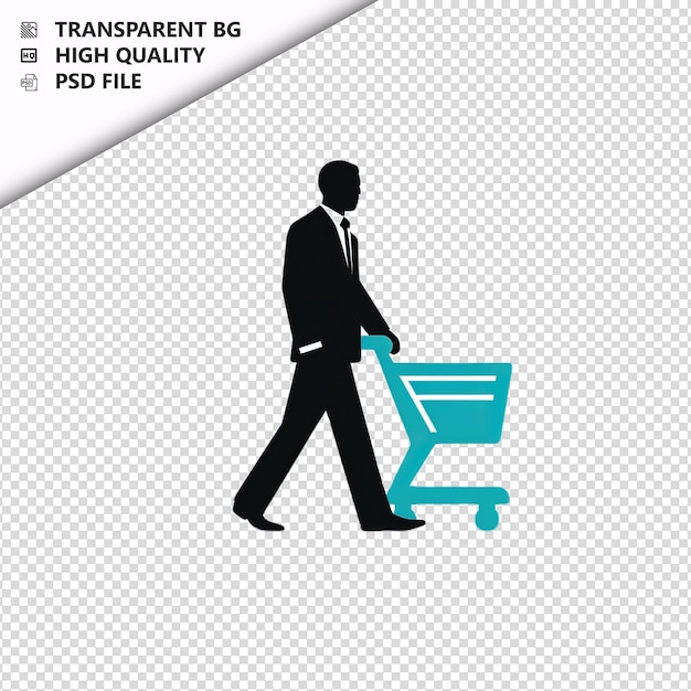 PSD black person shopping flat icon style white background is