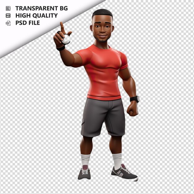 PSD black person training 3d cartoon style white background i