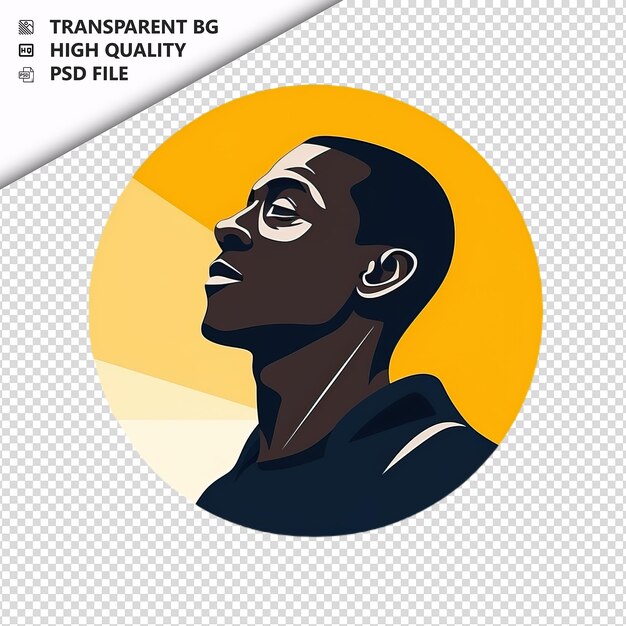 PSD black person watching flat icon style white background is