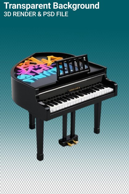 A black piano with a colorful design on the top