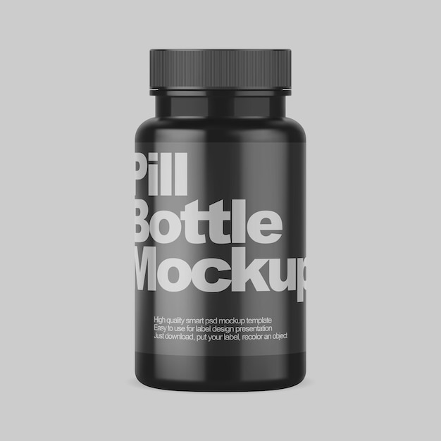 PSD black pill bottle psd template supplement vitamin tablet container