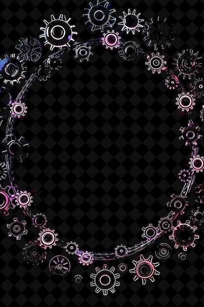 PSD a black and pink circular background with a black circle and the words quot gears quot on it