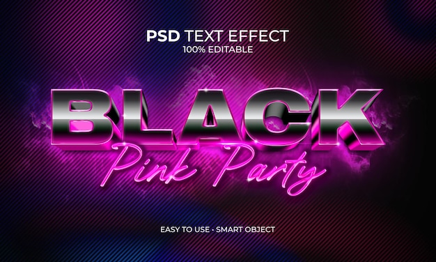 PSD Черно-розовый текстовый эффект для вечеринки