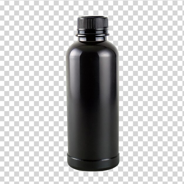 PSD black plastic bottle isolated on transparent background