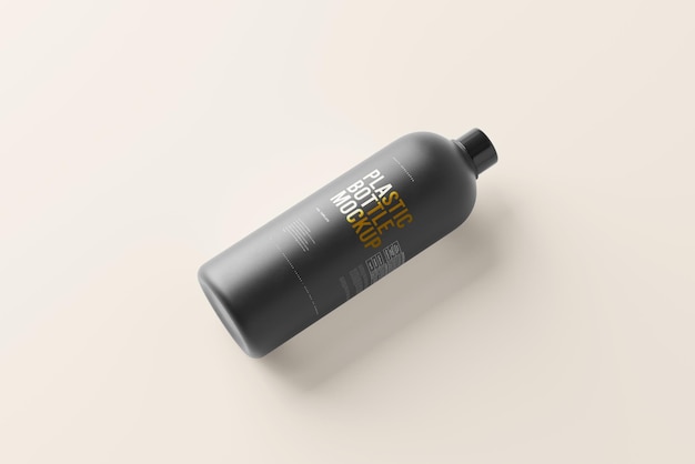 Black Plastic Bottle Mockup