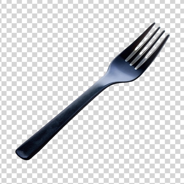 Black plastic fork isolated on transparent background