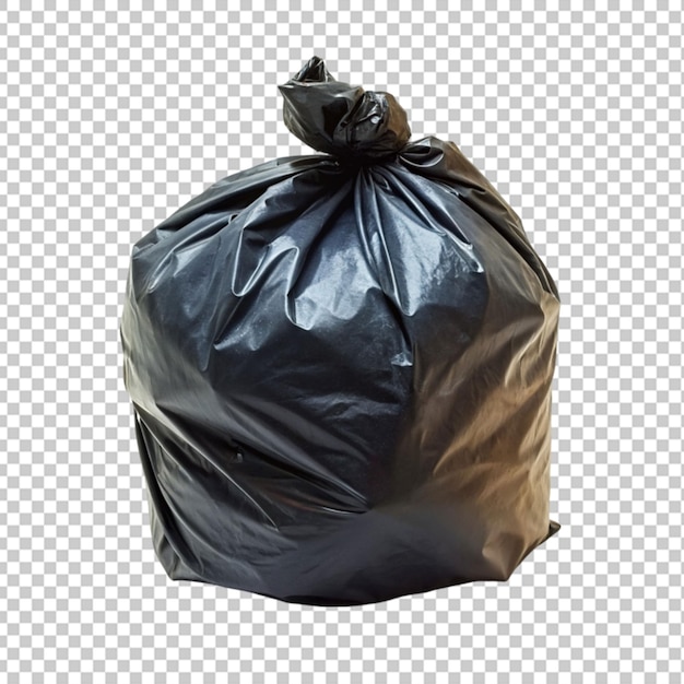 PSD Черный пластиковый мусорный мешок, изолированный на прозрачном фоне