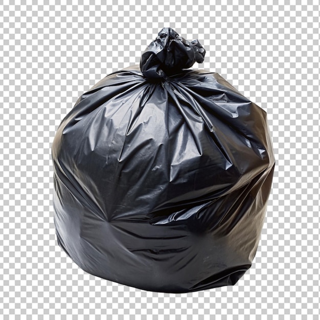 Black plastic garbage bag isolated on a transparent background