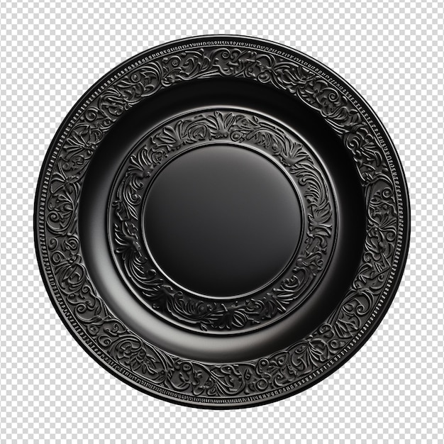 Black plate isolated on transparent background