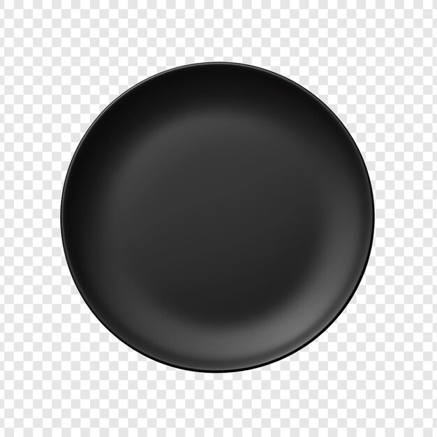 PSD black plate isolated on transparent background