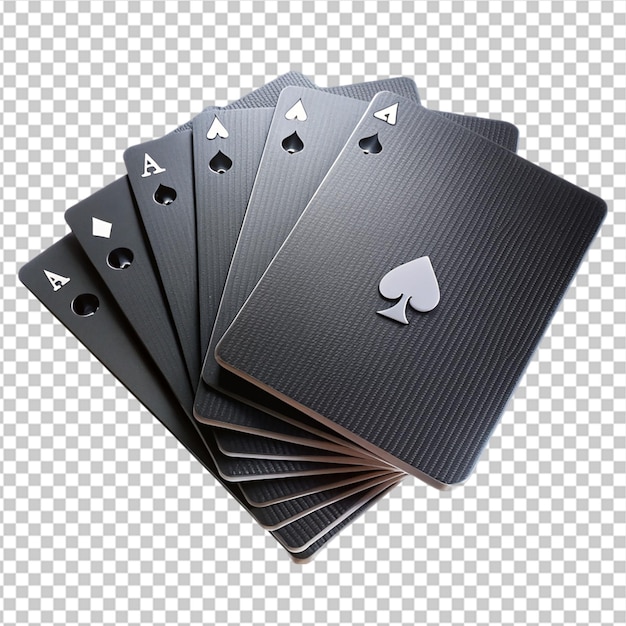 PSD black playing cards on transparent background