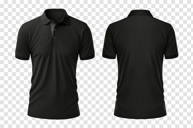 Black polo shirts front and back