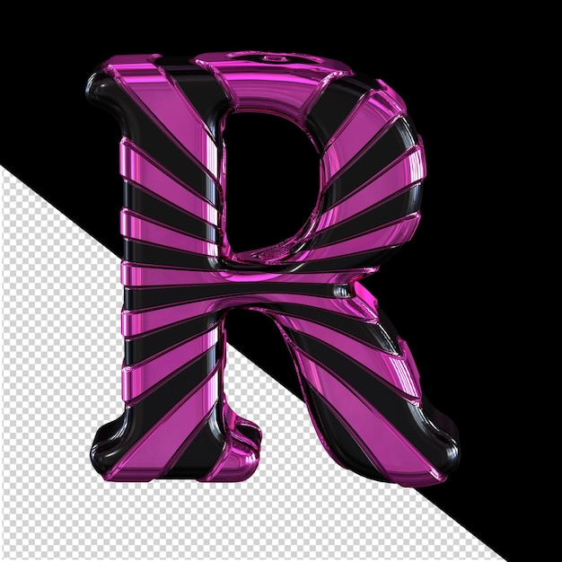 PSD black and purple symbol letter r