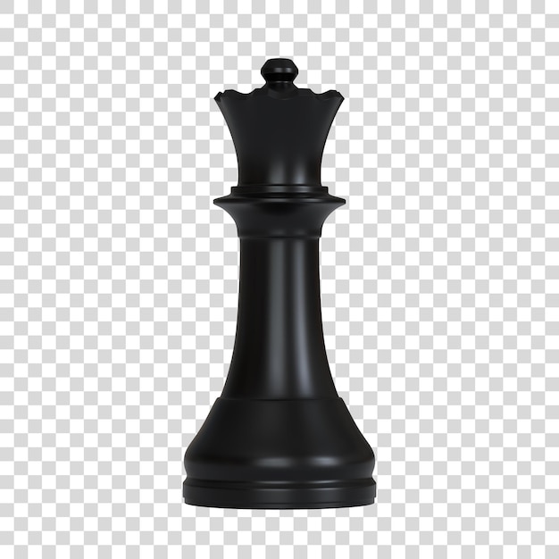 Black queen chess on a white background Chess game figurine leader success business concept 3D