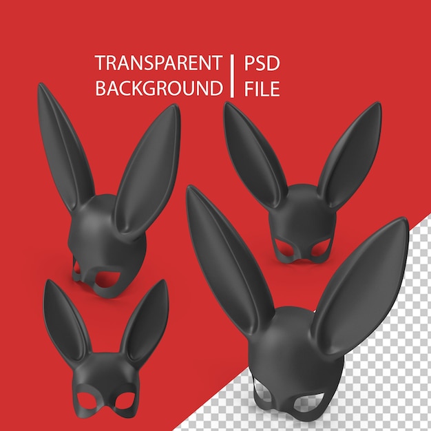 PSD black rabbit mask png