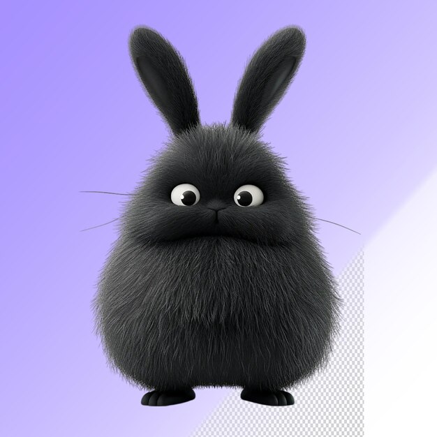 PSD a black rabbit with a white face and green eyes