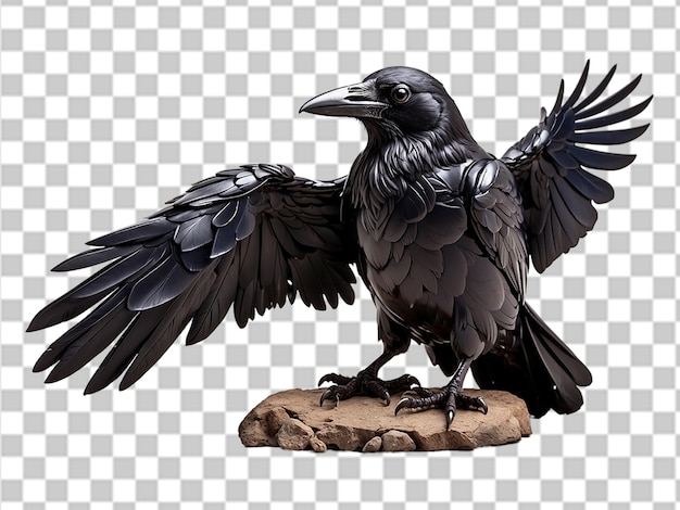 Black raven isolated on white