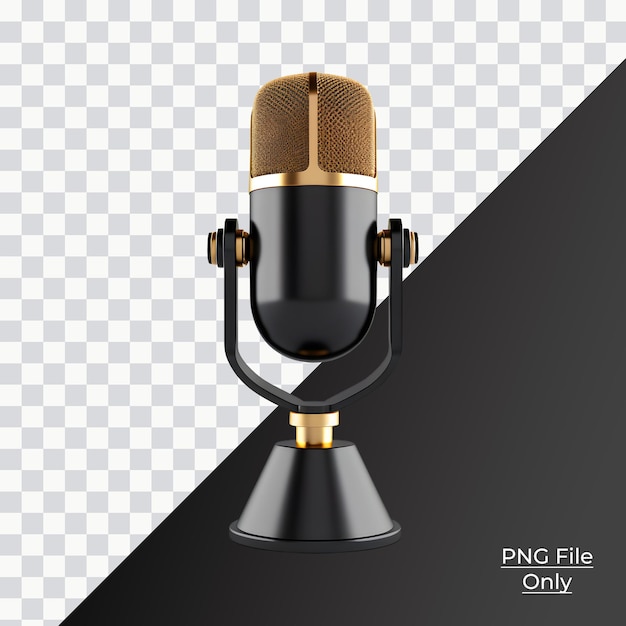 PSD microfono nero realistico, illuminazione morbida e uniforme, solo png premium psd