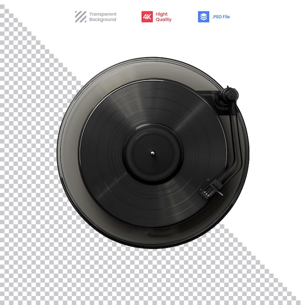 PSD black record player on white background