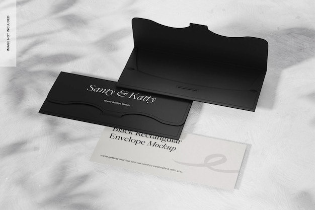 Black rectangular envelopes mockup perspective