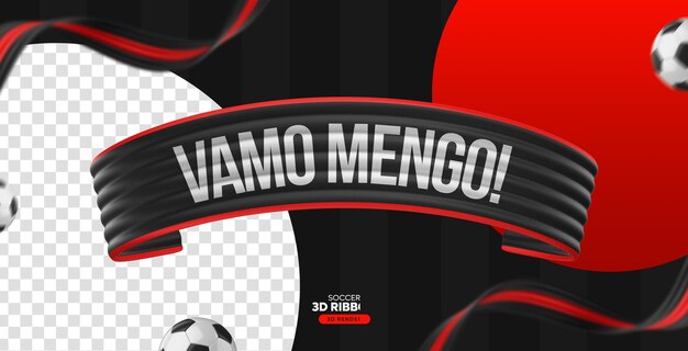 PSD nastro 3d nero e rosso per il flamengo della squadra di calcio