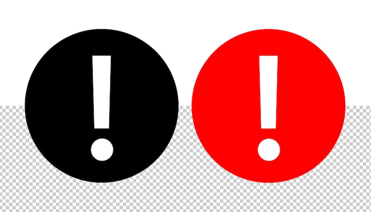 PSD black red exclamation mark with circle set design template element