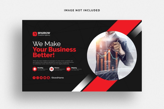 PSD black and red facebook cover business template