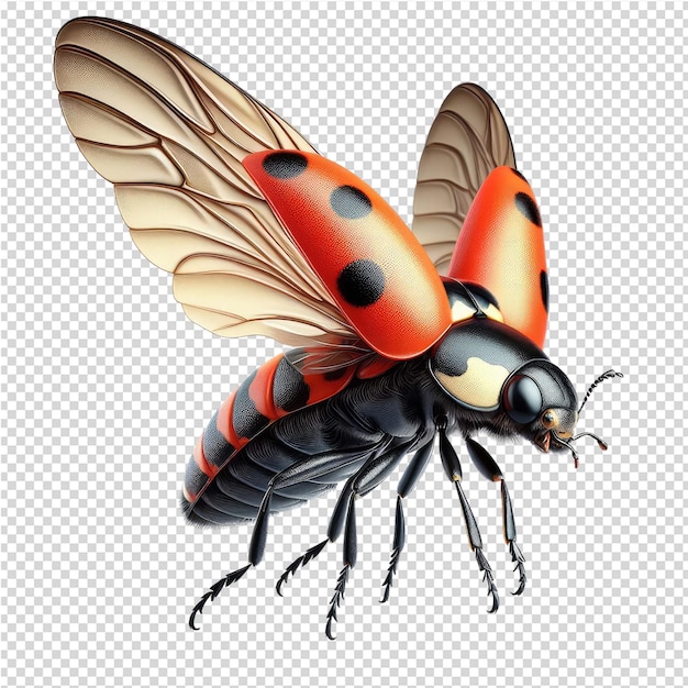 PSD a black and red fly with a yellow face and black spots