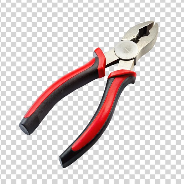 PSD black and red hand pliers isolated on transparent background