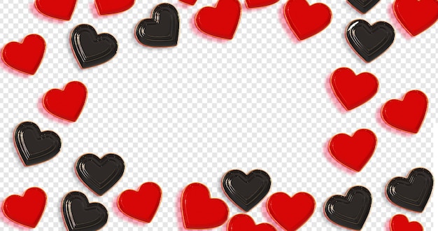 PSD black and red heart design in transparent background