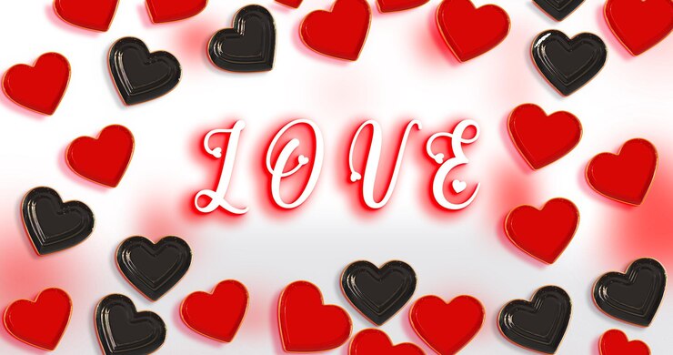 PSD black and red heart design