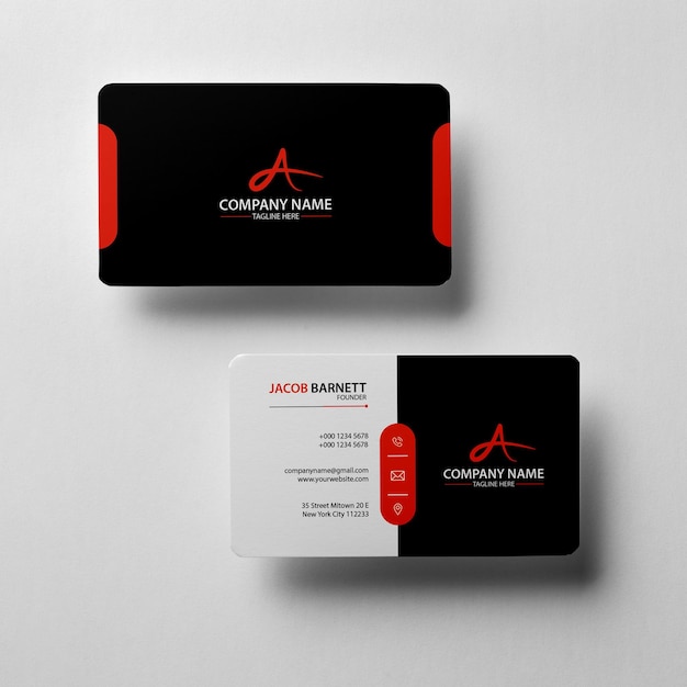 Black and red professional business card temaplate