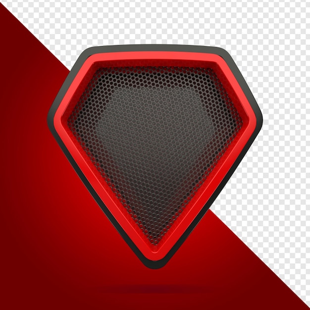 PSD black and red shield with grid